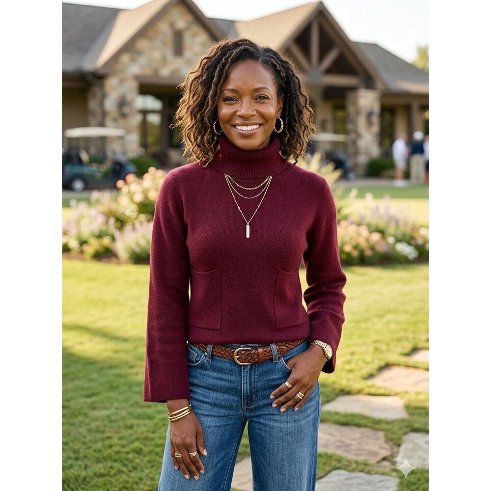 Cropped Sweater Turtle Cowl Neck Women's Cozy Pockets Casual XS Truth Republic